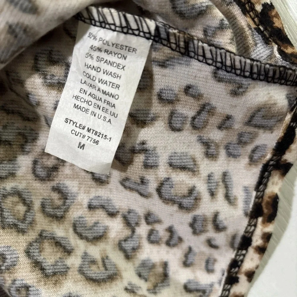 VTG Cheetah Leopard Animal Print Top‎ Size M Peplum Flared Waist Blouse Sexy Y2K